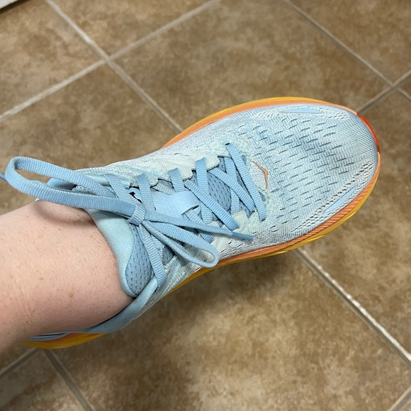 Hoka Clifton 8 Baby Blue and Orange Sole Sneakers in 8.5 - Picture 7 of 14